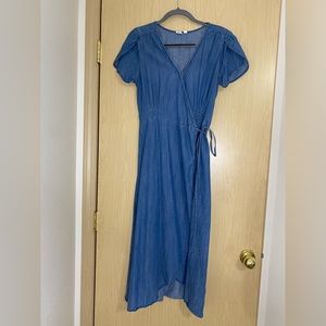 Gap short sleeve wrap dress, blue